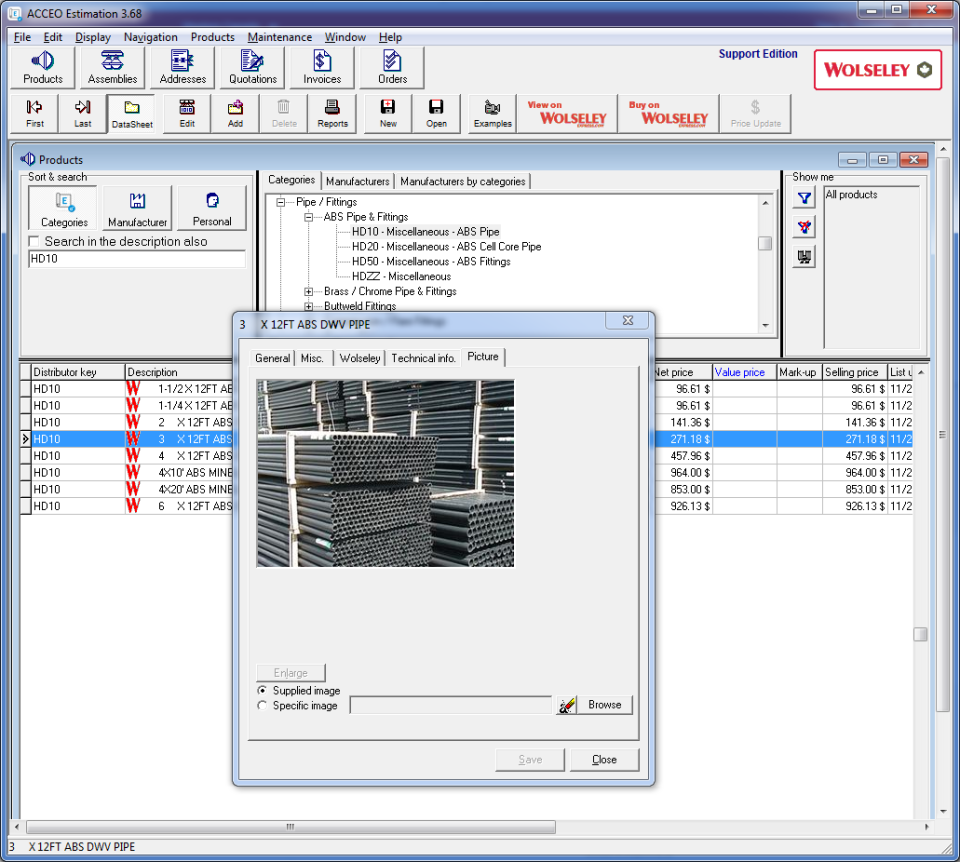 screenshot of ACCEO Estimation